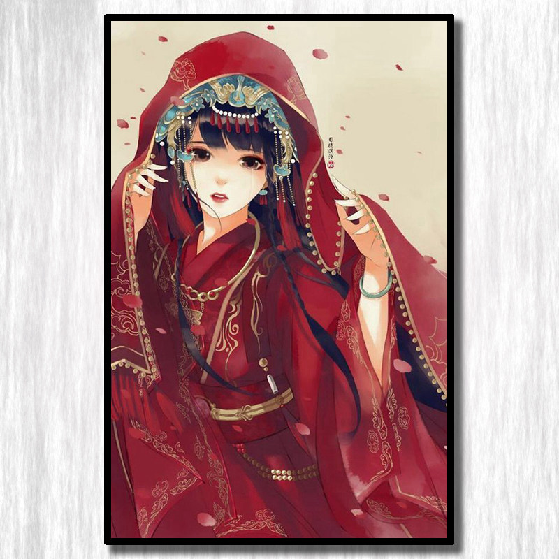 古风凤冠霞帔红妆十字绣2021新款印花小副刺绣线绣 diy粘贴钻石画