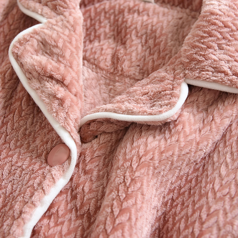 冬季加厚休闲套装对襟保暖睡衣