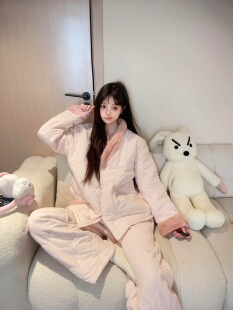 2026新款新中式国风高级感轻奢三层夹棉袄睡衣女款秋冬加厚保暖