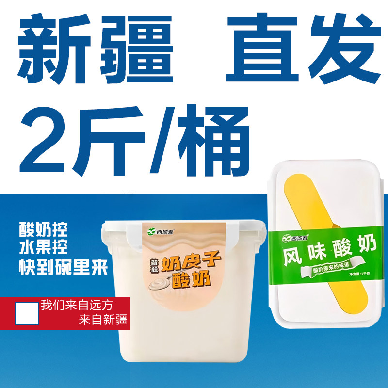 新疆西域春奶皮子饭盒酸奶2斤桶装酸奶益生菌大桶水果捞酸牛奶