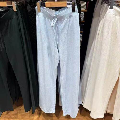 日系春夏松紧腰针织直筒休闲裤女
