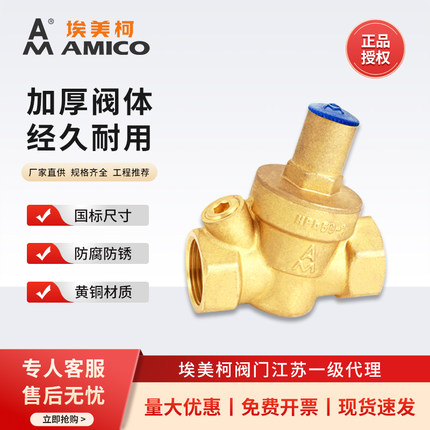 正品埃美柯黄铜减压阀带表51060/51019可调式过滤家用自来水阀