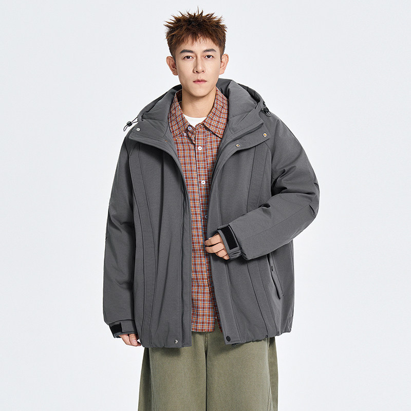 冬季纯色连帽棉服宽松休闲褶皱外套棉衣A321-MY8855-P99,男装棉衣,电商A321