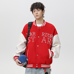 春秋刺绣PU棒球服外套男女休闲夹克A321-J9952-P90图片