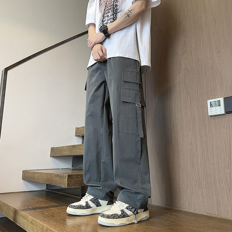 复古工装裤男春季新款美式休闲口袋抽绳束脚直筒裤A321-K9885-P55图片