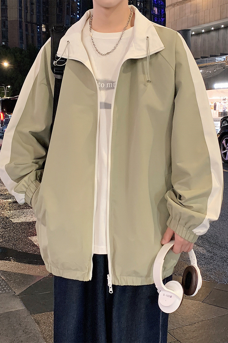 拼接撞色立领夹克春秋季潮牌双面穿休闲外套A321-J7907-P65,男装夹克,电商A321
