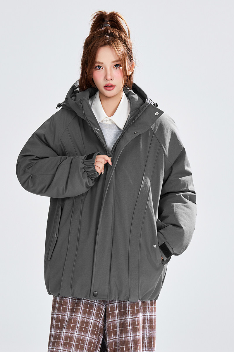 冬季纯色连帽棉服宽松休闲褶皱外套棉衣A321-MY8855-P99,男装棉衣,电商A321