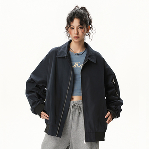男女春秋工装休闲夹克纯色宽松外套A321-J9975-P75图片