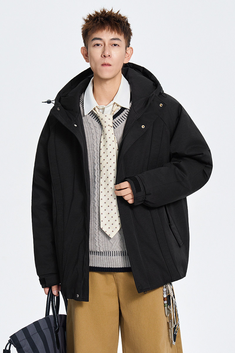 冬季纯色连帽棉服宽松休闲褶皱外套棉衣A321-MY8855-P99,男装棉衣,电商A321