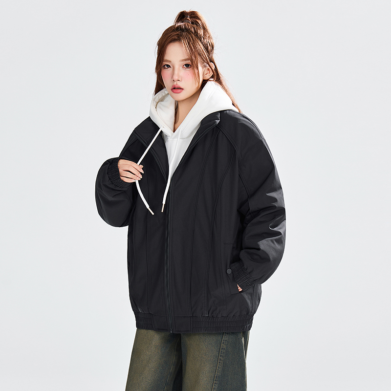 冬季纯色连帽棉服宽松休闲褶皱外套棉衣A321-MY8855-P99，男装棉衣，电商A321