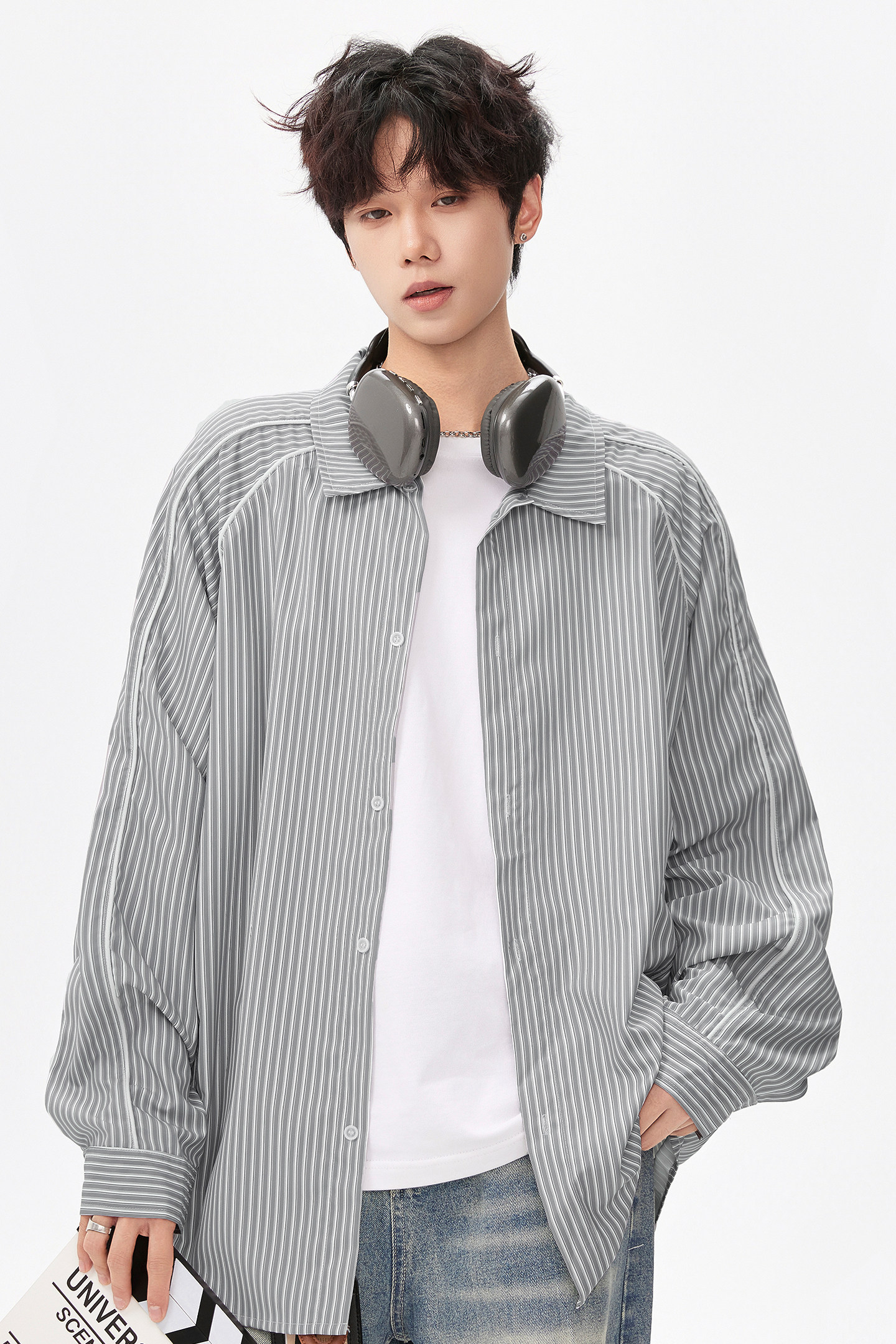 美式条纹长袖衬衫春秋潮牌休闲衬衣外套A321-CS115-P50 控69图片