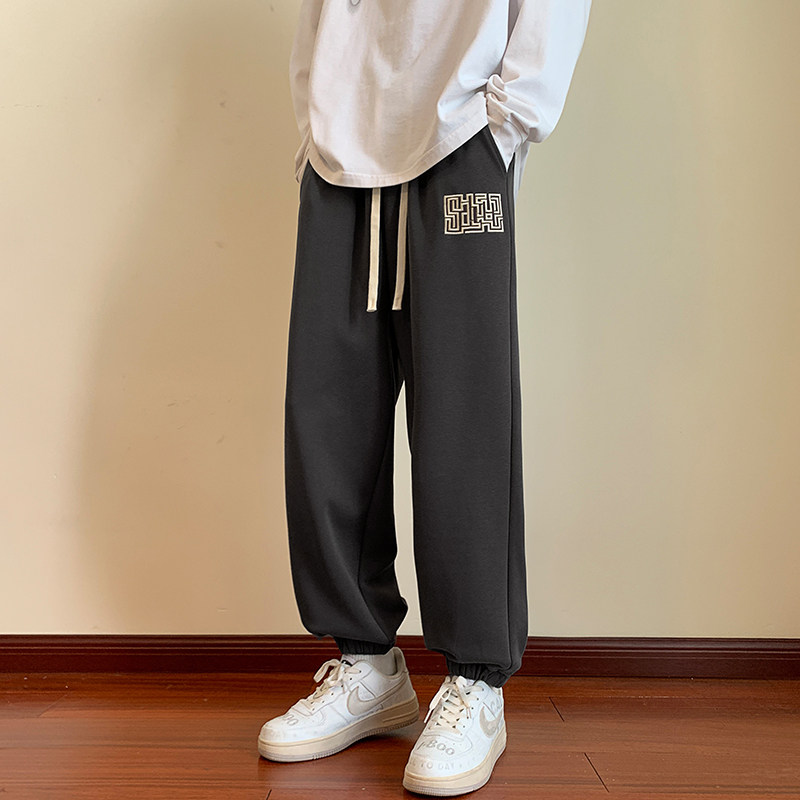 春季刺绣卫裤男士休闲宽松港风潮牌束脚裤A321-K128-P55,男装休闲裤,电商A321