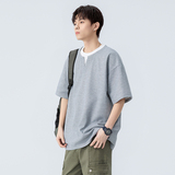 夏季假两件短袖T恤华夫格休闲半袖宽松透气圆领T恤A321-TX251-P35，男装T恤，电商A321