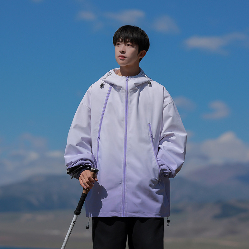 连帽冲锋衣春秋新款宽松户外防风防水登山夹克外套A321-J7830-P70,男装夹克,电商A321
