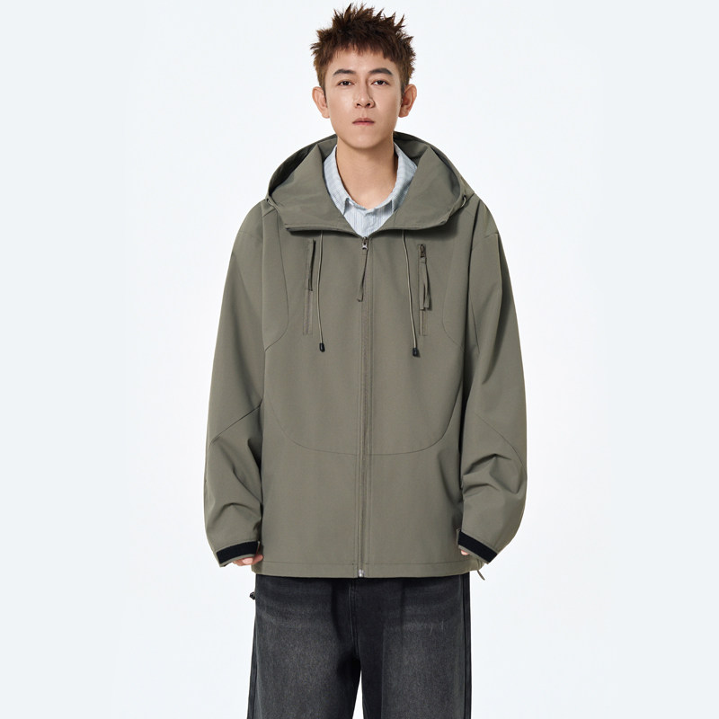春秋纯色百搭休闲男女外套连帽工装上衣A321-J7981-P75,男装工装外套,电商A321