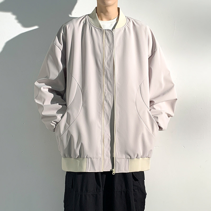 现货美式复古棒球服外套纯色潮牌宽松休闲飞行夹克A321-J7803-P55,男装夹克,电商A321