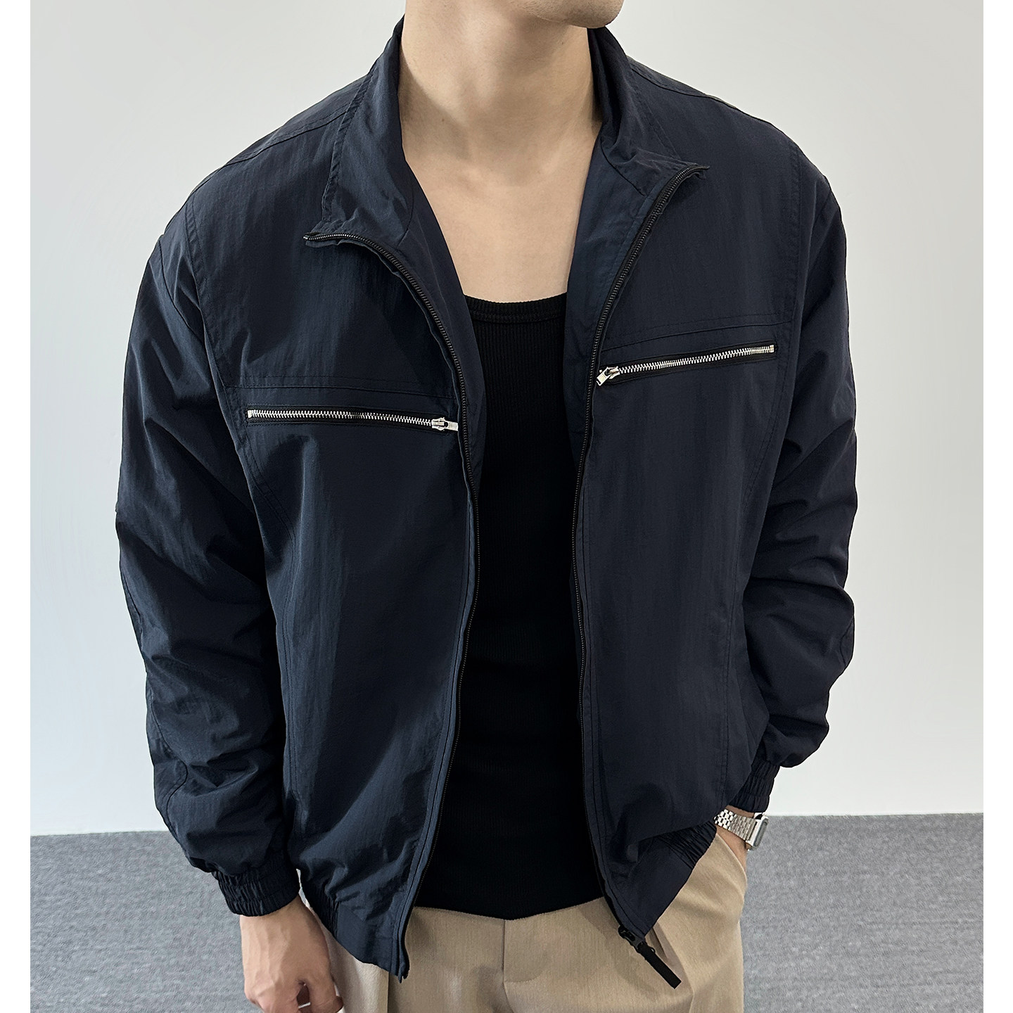 春秋立领纯色夹克老钱风休闲百搭棒球服外套A321-J060-P78  控118图片