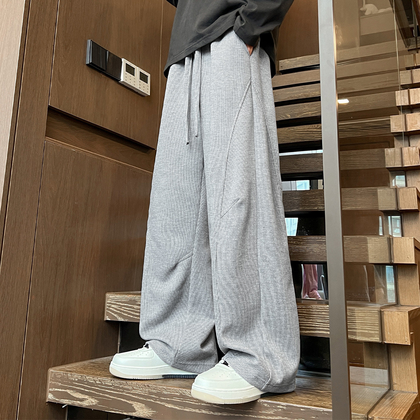 秋季百搭直筒磨毛布阔腿裤宽松休闲裤A321-KZ011-P45 控69图片