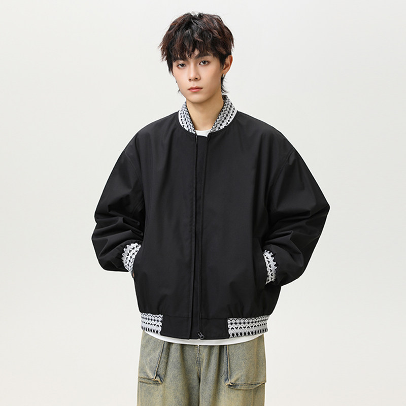 春秋复古棒球服撞色宽松休闲夹克外套A321-J9978-P75,男装夹克,电商A321