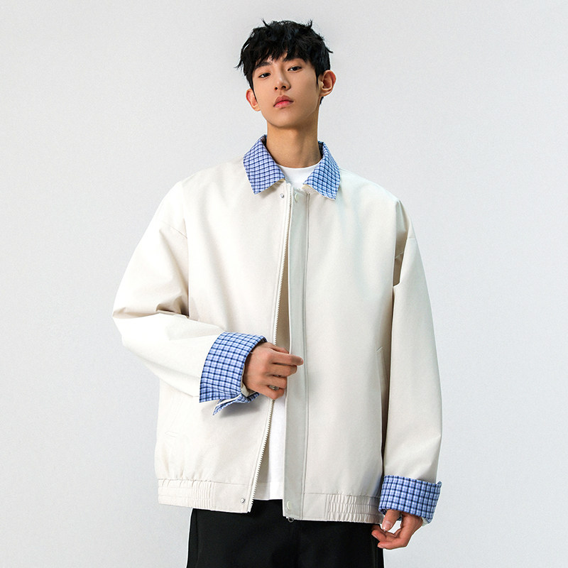 现货春秋美式领可拆卸外套潮牌棒球服冲锋衣夹克A321-J9963-P75图片