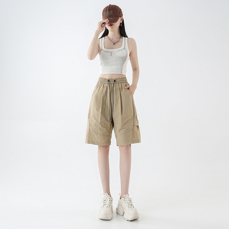 夏季速干短裤薄款透气褶皱伞兵裤宽松休闲五分裤子A321-K9255-P36图片