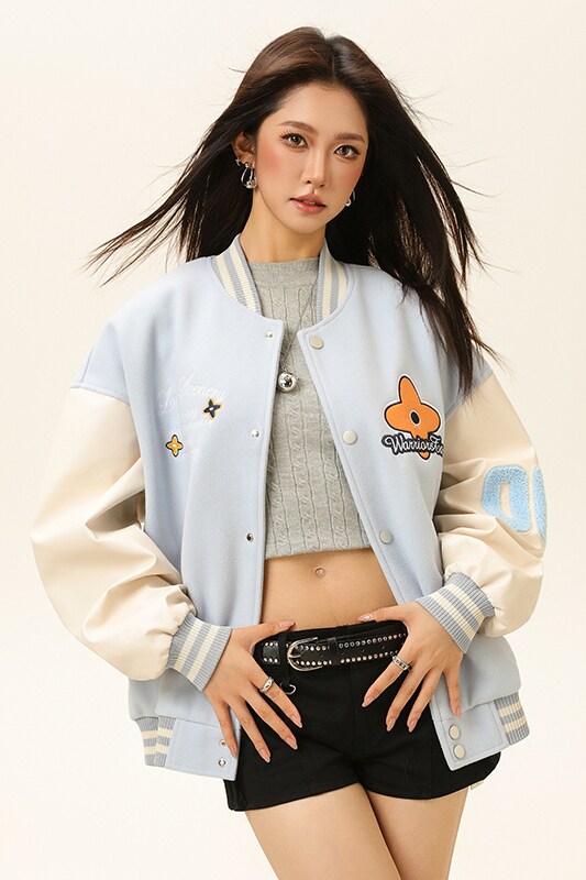 春秋棒球服外套男女刺绣PU休闲宽松夹克A321-J9953-P90,男装夹克,电商A321