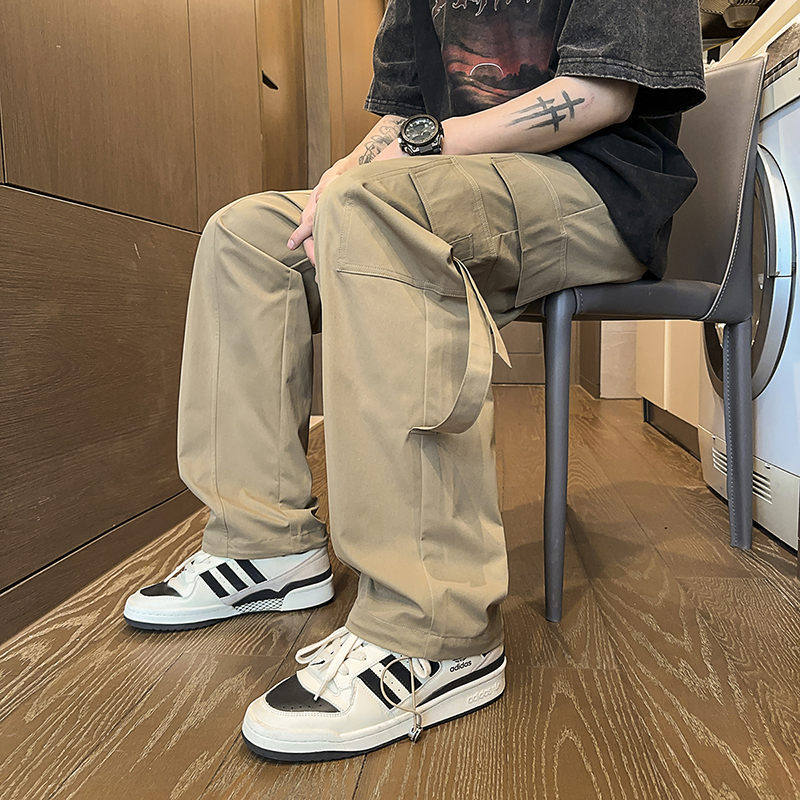 复古工装裤男春季新款美式休闲口袋抽绳束脚直筒裤A321-K9885-P55,男装休闲裤,电商A321
