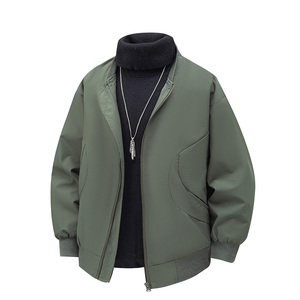 美式复古棒球服外套男纯色潮牌宽松休闲飞行夹克A321-J7803-P55图片