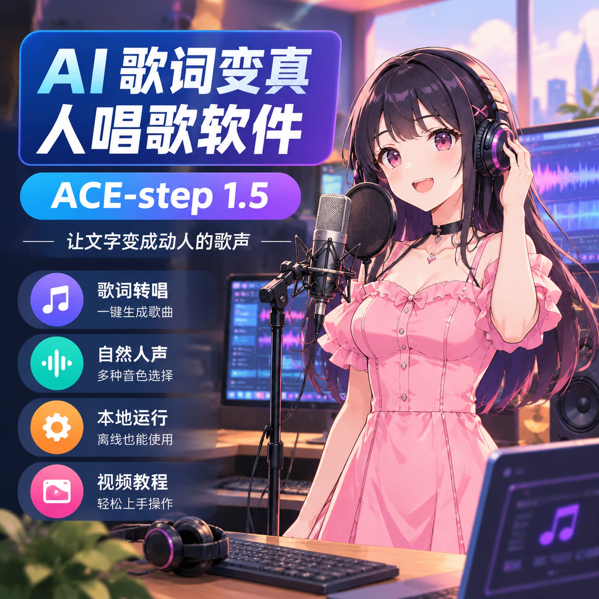 ACE-Step 1.5本地模型 AI音乐生成 歌词转真人唱歌软件视频教程