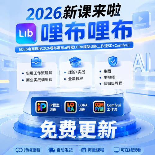 哩布哩布liblib电商AI教程LORA模型训练工作流SDComfyUI生图视频