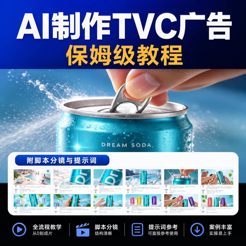 AI制作TVC广告保姆级教程附脚本分镜提示词广告视频制作实操