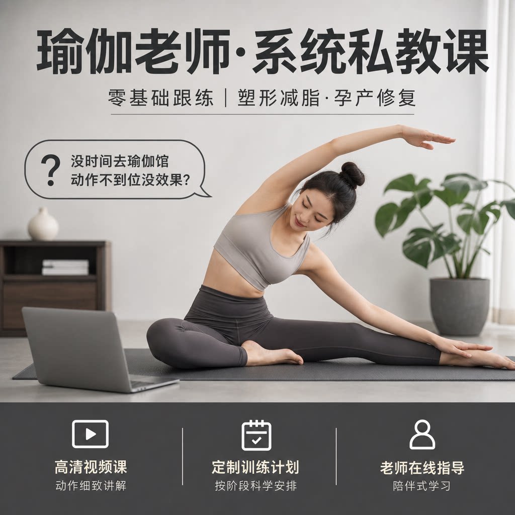 瑜伽视频线上课程零基础自学跟练孕妇产后恢复塑形减肥私教程全套