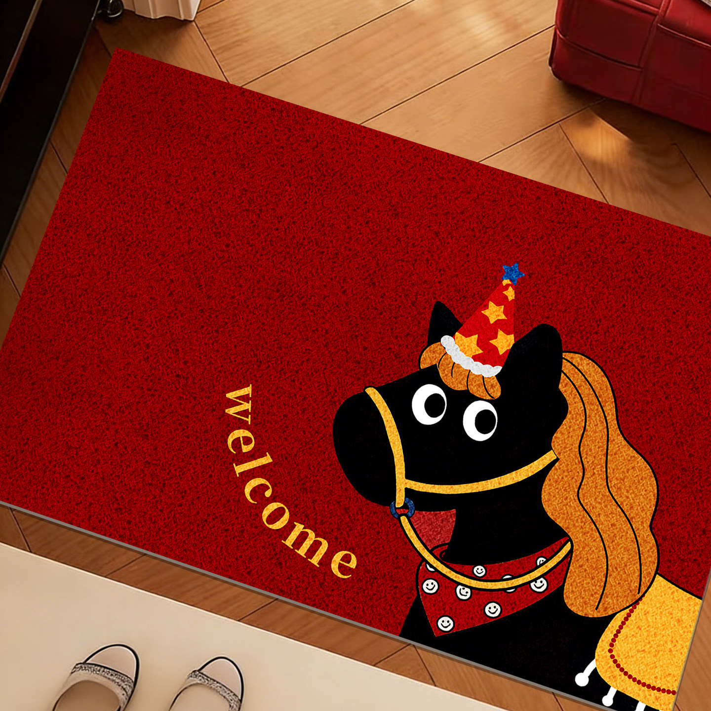 马年地垫入户门地垫红色喜庆进门防滑耐脏脚垫家用除尘可裁剪门垫,居家布艺,入户地垫,淘宝优惠券,粉丝福利购,淘宝优惠卷