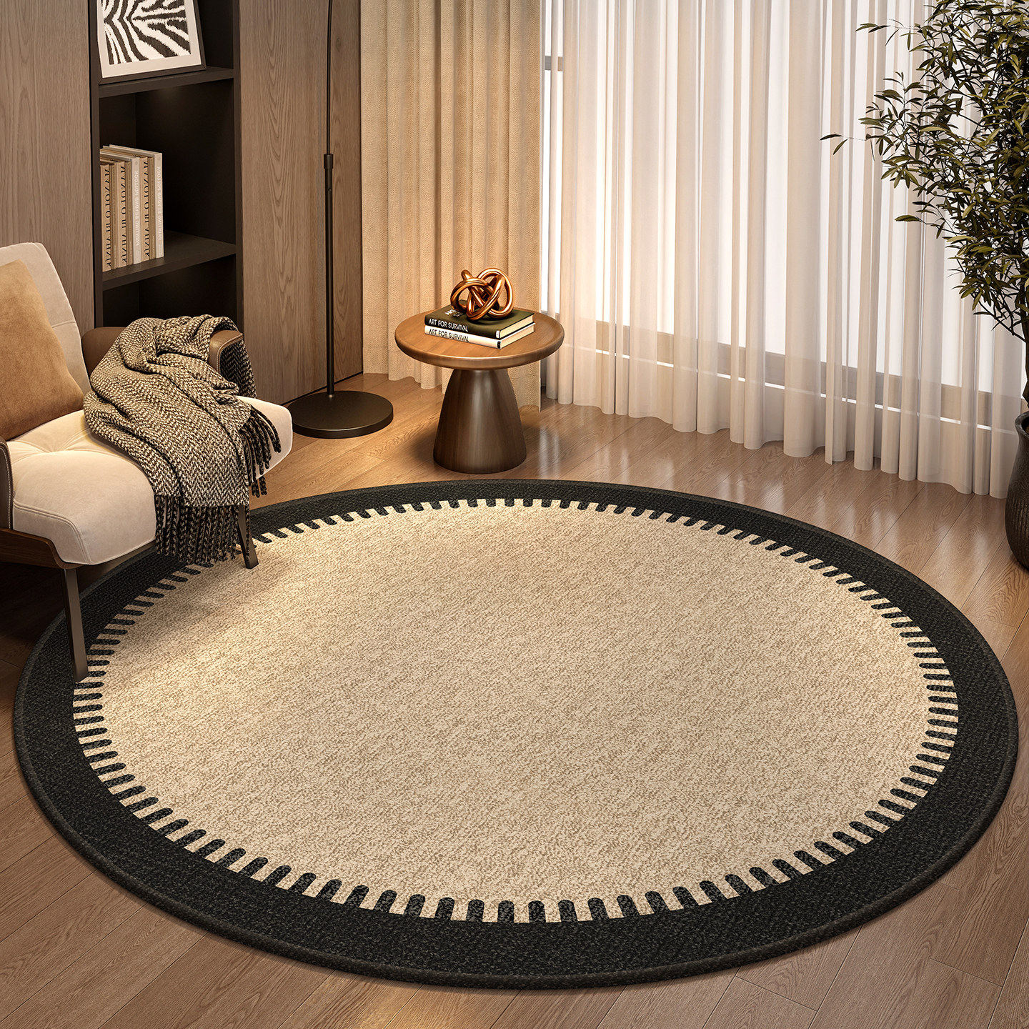 圆形地毯中古风书房电竞房间转椅垫客厅沙发茶几毯卧室摇摇椅地垫,居家布艺,地毯,淘宝优惠券,粉丝福利购,淘宝优惠卷