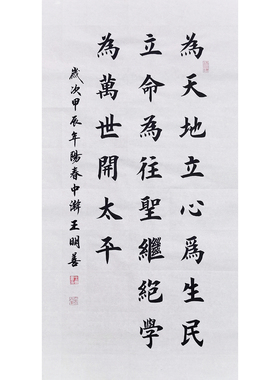 为天地立心，为生民立命书法田楷欧楷毛笔字书法定制手写真迹字画