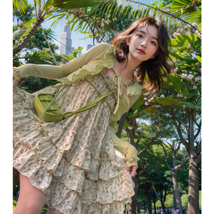 超仙蝴蝶结吊带碎花裙开衫 夏日洋洋 两件套小个子初恋甜美连衣裙