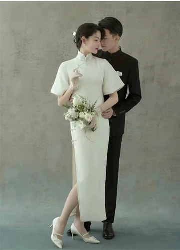 Реквизит для фотографии для влюбленных, свадебное платье, ципао, китайский стиль, с рукавом