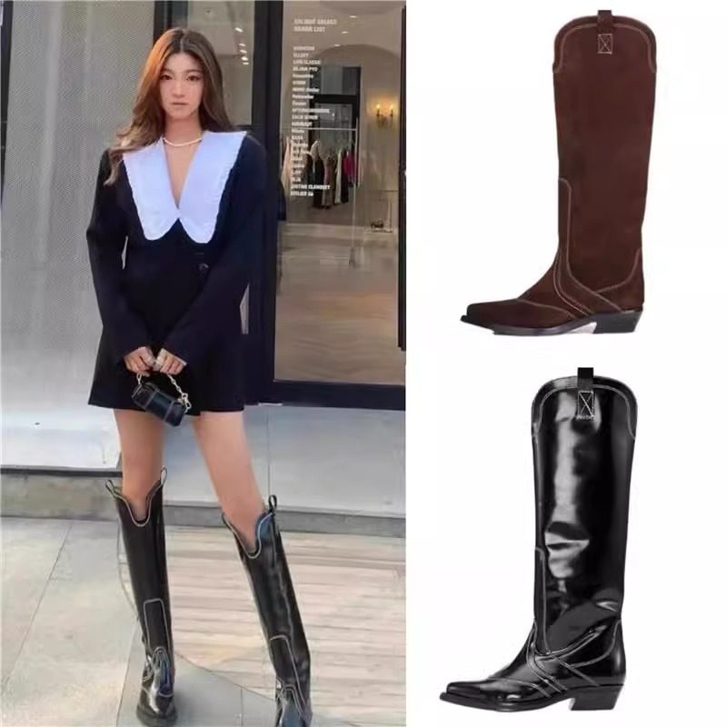 Ganni西部牛仔靴高筒靴