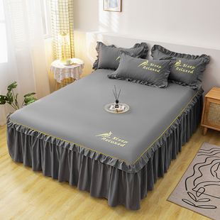 韩版 全棉床裙双层花边床罩单件纯棉裙床单床笠床套席梦思防滑保套