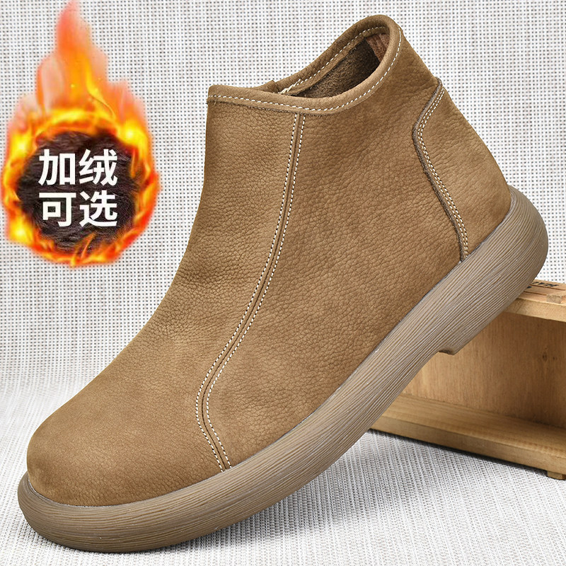 马丁靴男款2026新款真皮时尚休闲高帮皮鞋男头层牛皮拉链切尔西靴