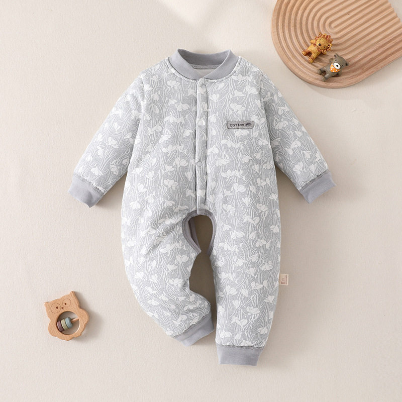 3月龄婴儿衣服4婴幼儿秋冬180g夹棉开档连体衣5保暖儿童外出棉衣4