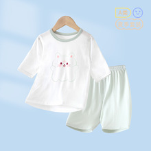 7个月的宝宝衣服男孩夏季睡衣家居分体套装七分袖薄款婴儿空调服6