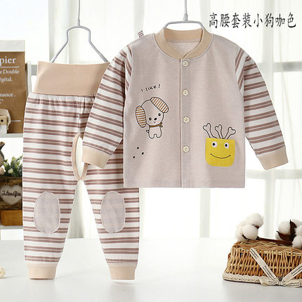 8个月宝宝衣服秋冬加绒秋衣套装婴儿春秋分体开档7外穿秋季两件套