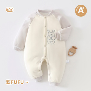 3到6个月宝宝衣服婴儿秋冬80克薄棉连体a类纯棉保暖外穿棉服7初冬