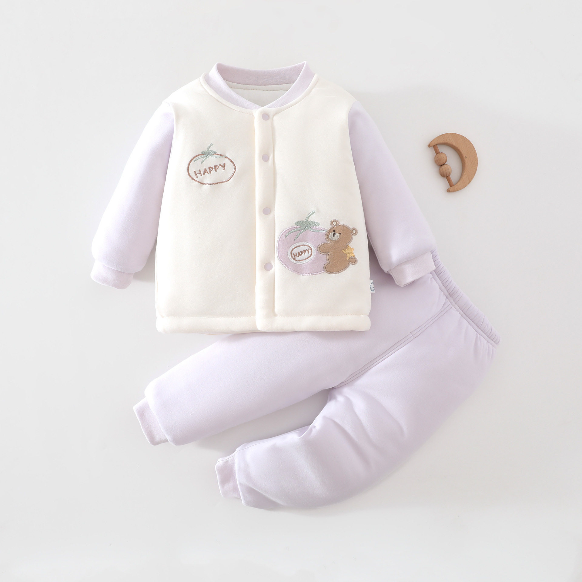 婴儿衣服冬装外穿棉服套装宝宝冬季120g夹棉保暖衣两件套洋气秋冬