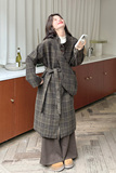2025冬款新款复古格纹大衣[送披肩]211-5863P225控328，女装毛呢外套，浙宝211