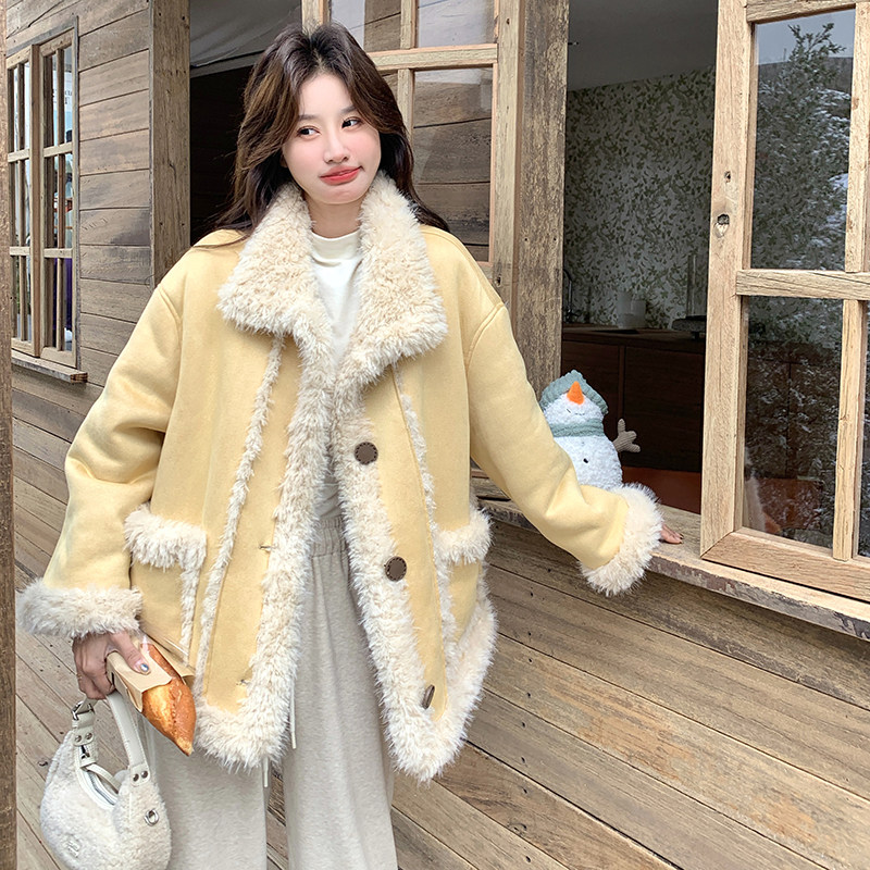 211新款时尚皮毛一体211-5870P225控328，女装毛呢外套，浙宝211