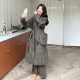 2025冬款新款复古格纹大衣[送披肩]211-5863P225控328，女装毛呢外套，浙宝211