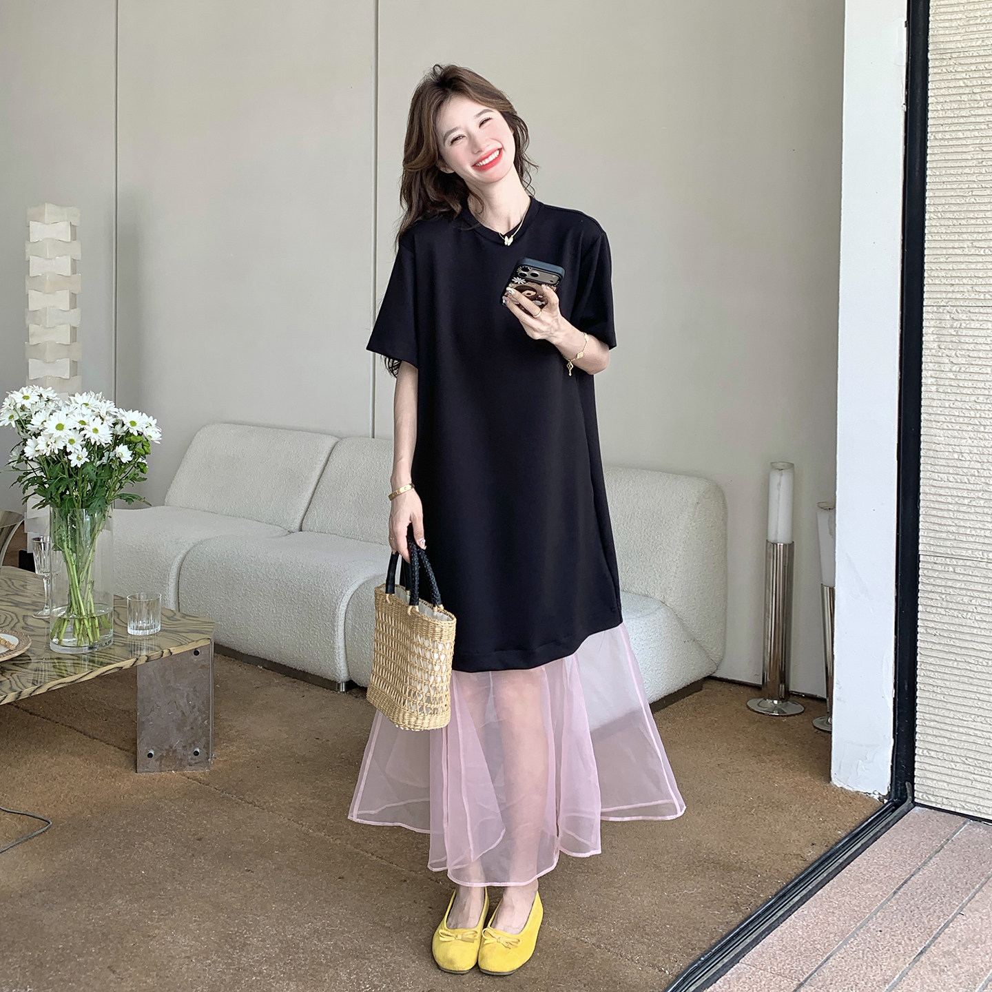 2026夏款纱拼接连衣裙2C393-9830P145控238，女装连衣裙，浙宝211