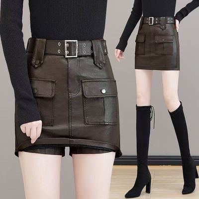 2025新款皮短裙裤女秋冬高腰